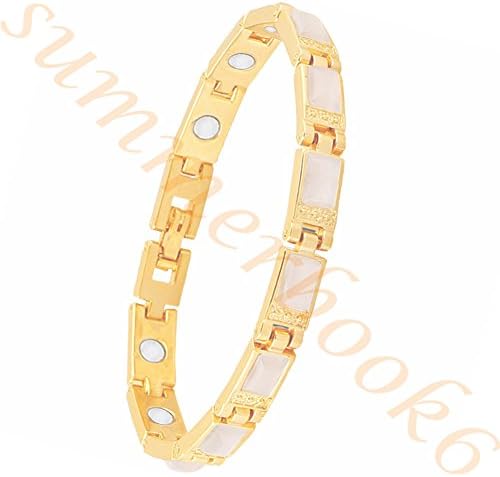 Women Magnetic Therapy Opal Bracelets Health Copper Zinc Alloy Bracelet Pain Relief for Arthritis (Champagne)