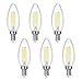 SHINE HAI Candelabra LED Filament Bulbs 40W Equivalent, 5000K Daylight White Chandelier B11 LED Bulb E12 Base Non-dimmable Decorative Candle Light Bulb, Pack of 6