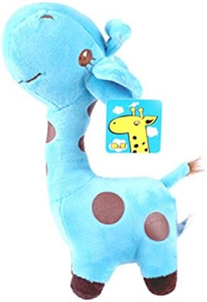 Axixi Baby Plush Stuffed Cute Soft Giraffe Cerf Zoo Animals With Sucker Giraffe Toy Children Doll Birthday Gift (18CM/7'', Blue)