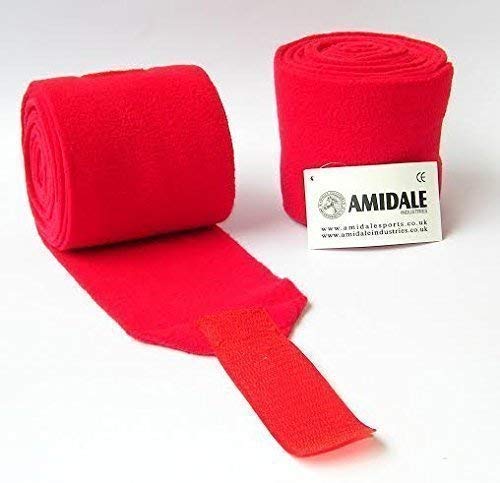 Amidale Polo Wraps Fleece Stable Bandages Horse Equestrian Leg Wraps Set Of 4 One Size Red