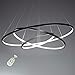 LightInTheBox Modern LED Chandelier 3 Ring Chandelier Dimmable Circular Dining Ceiling Pendant Light for Dinning Room Living Room 60+40+20cm (Black; Light Source: Stepless Dimming)