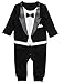 LJYH Baby Boy Romper Tuxedo Jumpsuit Gentleman One-piece Romper Bowtie Bodysuit, Black, 13-18 months