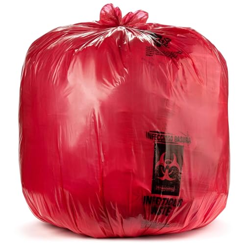 Aluf Plastics 45 Gallon (40" x 47") Red Infectious Waste Bags - Meets DOT Feder…