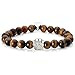 Jovivi 4pc Vintage Lava/Turquoise/Tiger Eye Stone Healing Power Crystal Dog Paw Charm Elastic Stretch Beaded Bracelets