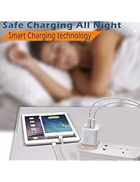 Cargador de teléfono con enchufe, LUOBOL (certificado UL) Cargador de pared USB doble bloque adaptador y cable de carga de 3 10 pies 2 unidades compatible con Pad, teléfono XR XS X 8 7 6 Plus SE 5C 5S (3 en 1)