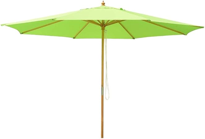 Amazon Com Yescom 13ft Wood Patio Umbrella 8 Ribs Outdoor Market Deck Umbrella Backyard Parasol With German Beech Bright Green Garden Outdoor