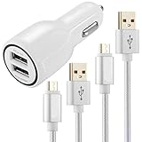 Car Charger, OoRange 3.1A Dual Port Car Charger With 2 Pack Micro USB for Blu, Droid Razr Maxx, Moto X, LG G2, HTC ONE, DNA, Galaxy