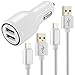 3.1A Dual Port Car Charger With 2 Pack Micro USB for Blu, Droid Razr Maxx, Moto X, LG G2, HTC ONE, DNA, Galaxy