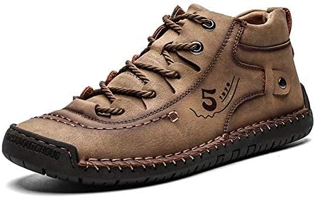 Men Hand Stitching Vintage Microfiber Leather Lace Up Comfy Soft Ankle Boots