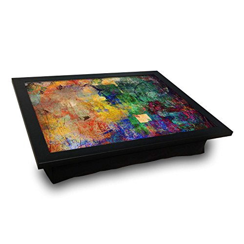 LaModaHome Color Splash MDF Pillow Tray - Blurry Colors, Focus, Art - Pillow Cushioned Accessories, Portable Bed Stand for Notebook or Serving, Suitable for Use on Table, Sofa, Chair