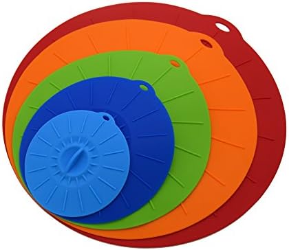 Silicone Stretch Lids 5 Pack Different Size FDA Approved Stretchable Food Covers for Cups, Pots, Can,bowls,Dishes,Mugs,Jars