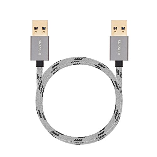 USB 3.0 Male to Male Cable 10ft, SNANSHI USB Cable Male to Male Nylon Braided Cable Aluminum Shell for Data Transfer Hard Drive Enclosures, Laptop Cooling Pad, Modems, Cameras and More