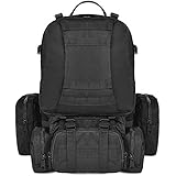 CVLIFE 60L Built-up Military Tactical Army Outdoor Backpacks Assault Combat Rucksack Heavy Bag Black