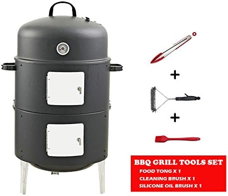 Realcook 17" BBQ Charcoal Smoker Grill for Outdoor Cooking, Black