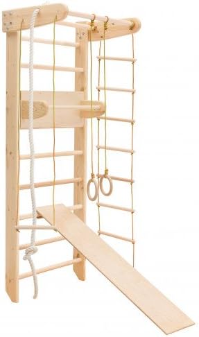 MebliLine Strong Product! Powerful Design! Swedish Ladder, Wood Stall Bar, Indoor Wooden Playground Irelle-3 Gymnastic sportcomplex, Gladiator Wall