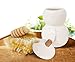 Ceramic Bee Honey Pot with Wood Dipper - White Honey Jar with Wooden Honey Dipper - 12oz Honey Container with Dipper - (4