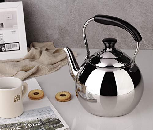 ROYDOM Whistling Tea Kettle Stainless Steel Teapot, 2-Liter Teakettle for Stovetop Induction Stove Top, Fast Boiling Heat Water Tea Pot Maker 2.1-Quart