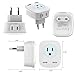 European Travel Plug Adapter, HITRENDS International Power Plug Adapter with 2 USB Ports and 2 Outlets, 4 in 1 Outlet Adapter for USA to Most of Europe EU Spain Iceland Italy (Type C)