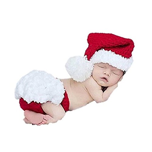 Sunbaby newborn baby christmas santa knitted crochet ph…