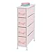 mDesign Narrow Vertical Dresser Storage Tower Furniture - Metal Frame, Wood Top, Easy Pull Fabric Bins - for Kid's Bedroom, Hallway, Entryway, Closet, Dorm - Chevron Print, 4 Drawer - Pink/White