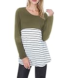 Liyuandian Womens Long Sleeve Peplum Tunic Tops Babydoll Casual Striped Shirts