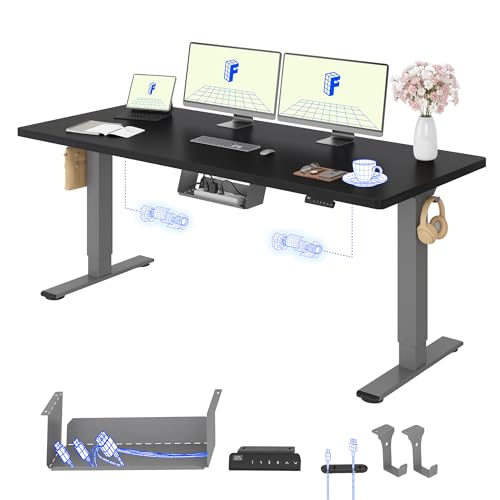FLEXISPOT Höhenverstellbarer Schreibtisch elektrisch, Doppelmotor 180x80 cm