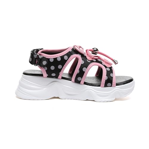 BERNAL GIRLS LIGHT-WEIGHT SANDALS WITH BOW TODDLER/LITTLE KID/BIG KID FASHION OPEN TOE ADJUSTABLE STRAPS SUMMER SHOES OUTDOOR BEACH SANDALS (BLACK 11)