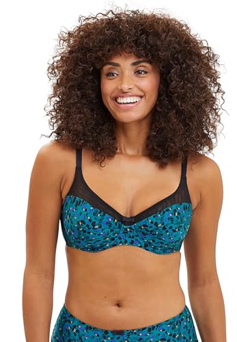 Sans Complexe - Modèle Complice - Soutien-Gorge Classique avec Armatures - Femme - 95E - Imprimé Floral Bleu Emeraude