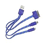 Charging Cable, Gempion High Quality 3 in 1 Multi USB Charger Connector for Apple iPhone 6s, 6 Plus 5s, Micro USB for Samsung Galaxy S6 S5 S4, Power Bank Portable Charger and More