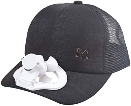 Camping Hiking Peaked Cap with USB Charging Fan Breathable Shade Sunscreen Hat Outdoor Baseball Hat Cooling Fan Cap By LILICAT (Black, 52-58CM)