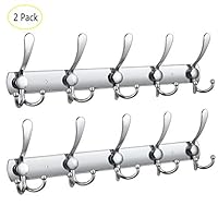 Oyeye Wall Mount Coat Hooks, 2 Pack 15 Hooks Heavy Duty Stainless Steel Coat Hook Rail for Coat Hat Towel Purse Robes