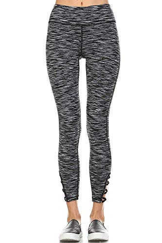 Mono B Criss Cross Back Accent Full Leggings Black Large