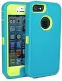 Brand New Iphone 5 5S Body Armor Defender - Comparable to Otterbox Defender (Teal Blue on Green)