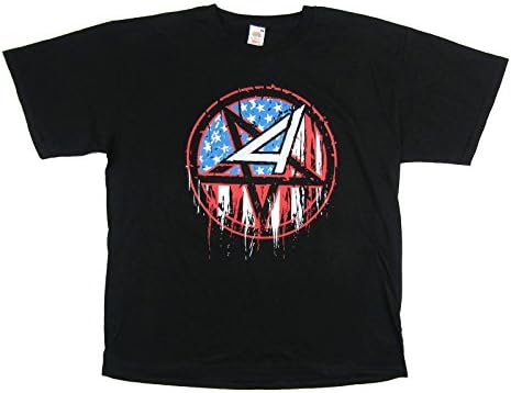Flag Pentragram Mosh Warning Sign Black T Shirt (XL)