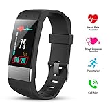 HEXU Fitness Tracker with Heart Rate Monitor, Screen Smart Bracelet, Activity Tracker Blood Pressure Monitor, Calorie Counter IP67 Waterproof for Kids Women Men and Android iOS
