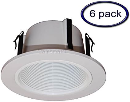 6 Pack-4 Inches Line Voltage Phenolic Stepped Baffle Trim/Trims for Recessed Light-White Replaces Halo 993w