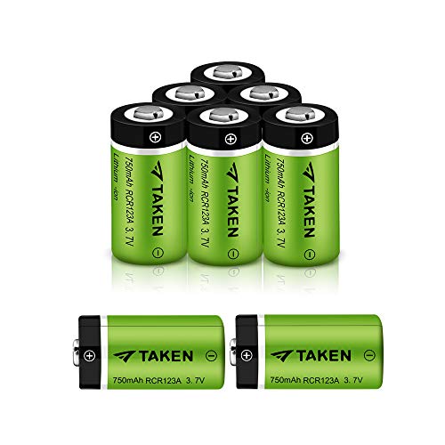Taken CR123A Rechargeable Batteries, 3.7V 750mA Li-ion CR123A Lithium Batteries for Arlo Cameras (VMC3030/VMK3200/VMS3330/3430/3530) (8 Pack) Taken CR123A Rechargeable Batteries, 3.7V 750mA Li-ion CR123A Lithium Batteries for Arlo Cameras (VMC3030/VMK3200/VMS3330/3430/3530) (8 Pack)