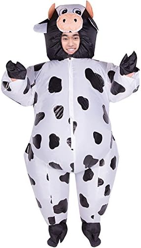 Inflatable Milch Milk Cow Cattle Full Body Jumpsuit Cosplay Costume Halloween Funny Party Fancy Dress