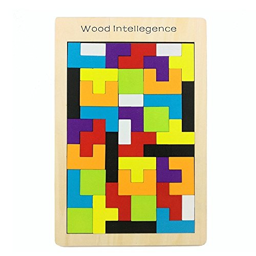 SENLIXIN Wooden Tetris Puzzle Tangram Jigsaw Brain Teasers Toy 40Pcs Colorful Building Blocks Early Education Intelligence Puzzle for Preschool Children Kids Boys Girls Playing - Thumbnail 5