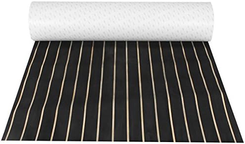 YOUTTOOTeak Decking Sheet, 90cmx240cmx6mm Black with Yellow Line EVA Foam Marine Flooring Faux Teak Boat Decking Sheet