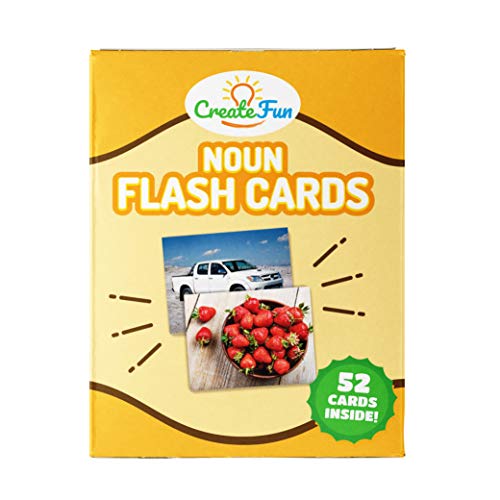 CreateFun Noun Flash Cards | 50 Educational Vocabulary Builder Photo Cards | with 5 Learning Games for Toddlers, Preschool Teachers, Speech Therapy Materials and ESL Teaching Materials