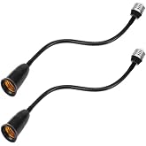 2 Pack E26/E27 Light Socket Extender Adapter,60cm/24 inch Light Bulb Extension,E26 to E26 Socket Extender,Bendable Flexible Gooseneck Adjustable Extension Socket Extender Adaptor (Black)