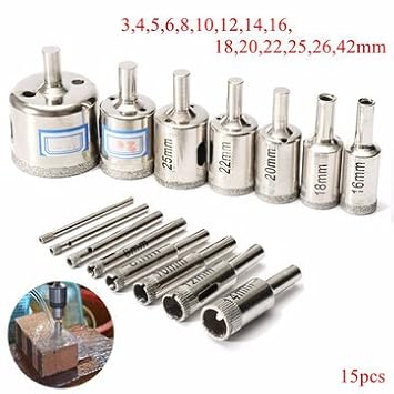 Generic 5Pcs 26/32/38/45/50Mm Diamond Coated Drill Bits Set Hole Saw Tool For Glass Marble