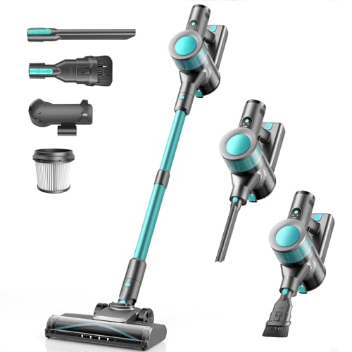 Ziaggnar Kabelloser Staubsauger, leistungsstark, 45 kPa mit LED-Display, 50 Minuten Akkulaufzeit, wiederaufladbarer Akku, leicht und leise, 3-in-1, für Tierhaare/Teppiche/harte Böden/Sofa/Auto