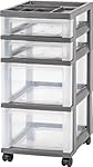 IRIS 4-Drawer Storage Cart with Organizer Top, Gray