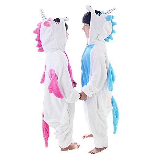 Duraplast Kids Unicorn Costumes Halloween Onesie Pajamas for Boys Girls Blue XXL