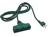 ClearMax 3 Outlet Extension Cord 16AWG Indoor/Outdoor Use with Waterproof Safety Cover - 2 Prong Type A - UL Listed (3 Outlet Extension (25 Feet - Green))