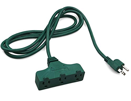 ClearMax 3 Outlet Extension Cord 16AWG Indoor/Outdoor Use with Waterproof Safety Cover - 2 Prong Type A - UL Listed (3 Outlet Extension (25 Feet - Green))