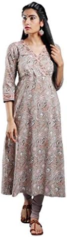 WRAP IN SILK Cotton Printed Long Kurta Women (WRAP_KUR_0007)
