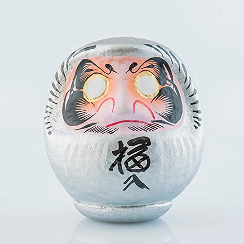 Daruma 12cm, Made of Mache Paper, Size 2 (Silver) — image 1